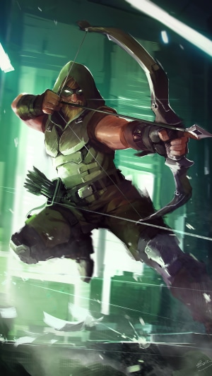 Green Arrow aiming his bow