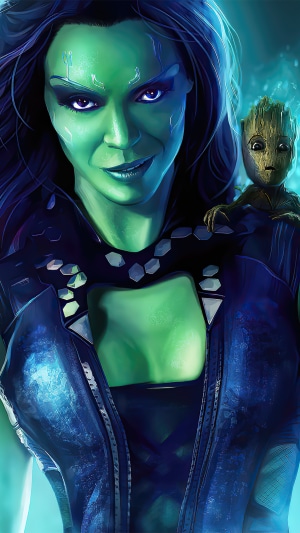 Gamora and Baby Groot from Marvel