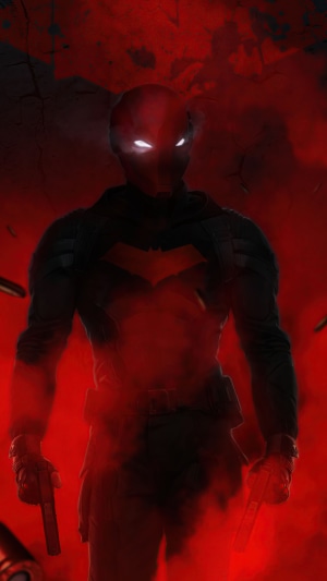 Red Hood artwork with guns