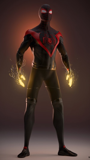 Miles Morales Spider-Man with electric powers