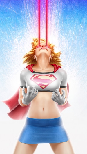 Supergirl artwork with heat vision