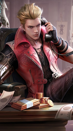 Man with blonde hair on the phone