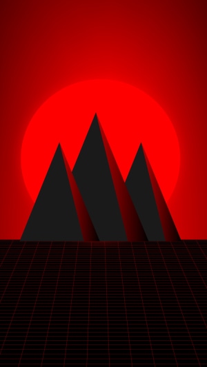 Minimalist digital art of pyramids at sunset