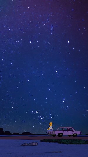 Homer Simpson from The Simpsons under the stars