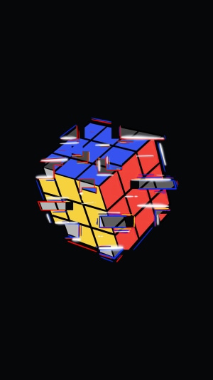 Abstract glitch Rubik's Cube 4K