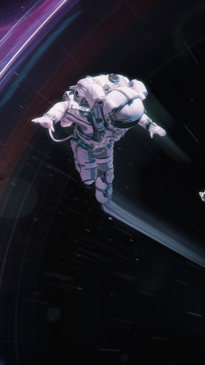 Astronaut in a digital art space scene