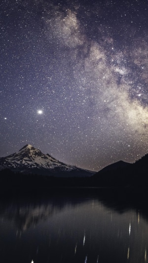 Milky Way over a mountain lake