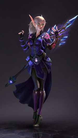Elf Mage with Staff and Magical Weapon