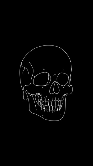 Minimalist white skull on black background 4K