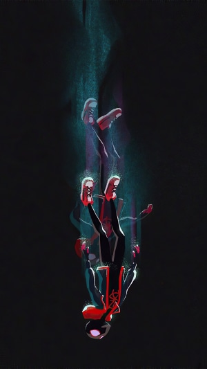 Spider-Man falling through a portal