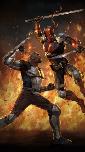 Deathstroke from Knights and Dragons fighting