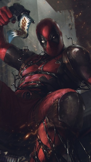 Deadpool with Venom Symbiote Artwork 4K