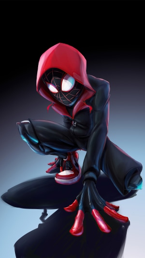 Miles Morales Spider-Man in a black and red suit