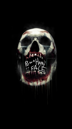 Joker Skull with "Put on a Happy Face" text