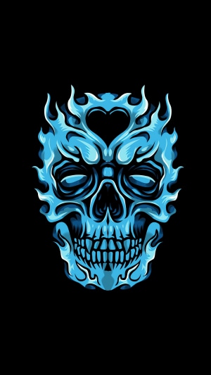 Blue flaming skull artwork