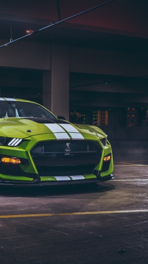 Green Ford Mustang Shelby GT500 4K