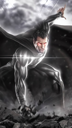 Superman artwork with red eyes