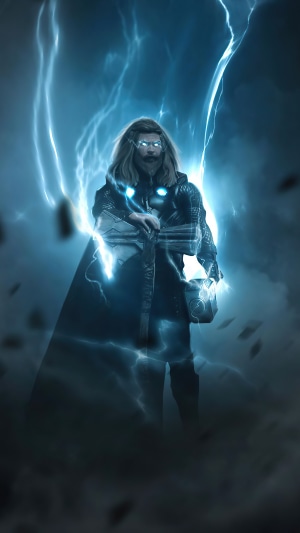 Thor from Marvel Comics with lightning