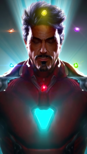 Iron Man with Infinity Stones artwork