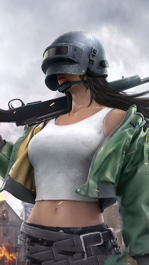Pubg Player with Tactical Gear and Rifle