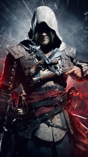 Assassin's Creed character with pistol and sword