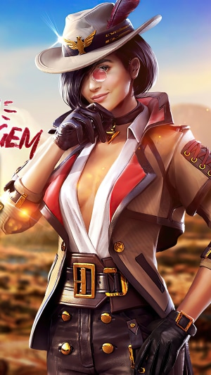 Woman in cowboy hat from Garena Free Fire 4K