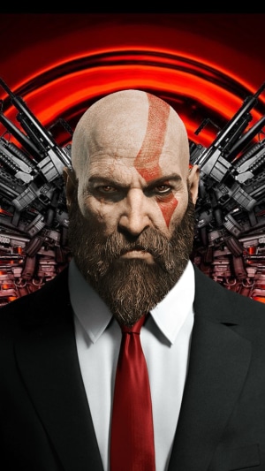 Kratos from God of War in Hitman attire