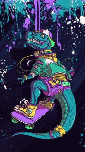 Skateboarding Dinosaur Artwork
