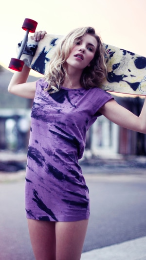 Rachel Ann Yampolsky with a skateboard