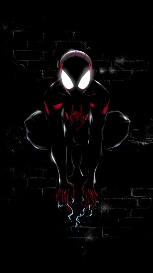 Spider-Man from Marvel Comics crouching on a brick wall