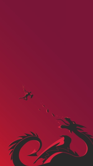 Warrior fighting a dragon