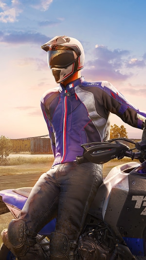 Player sitting on a Yamaha motorcycle