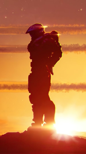 Master Chief from Halo at sunset 4K