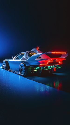 Sci-fi car with neon lights