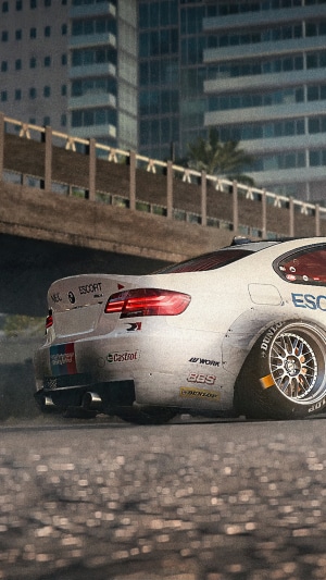 White BMW M3 with racing decals