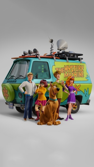 Scooby-Doo and the Mystery Inc. gang with the Mystery Machine
