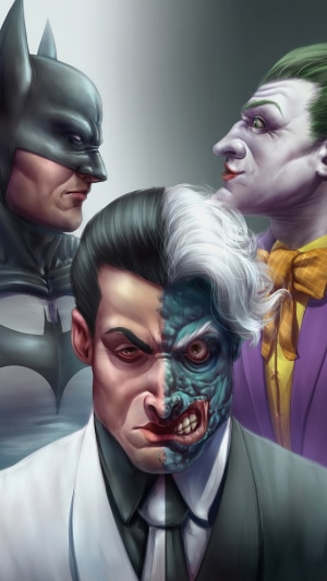 Batman, Joker, and Two-Face Artwork