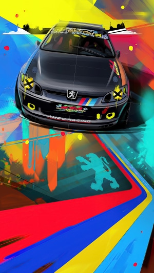 Peugeot car artwork with abstract background