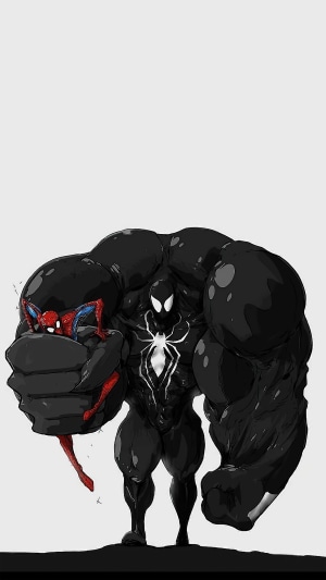 Venom holding Spider-Man artwork 4K