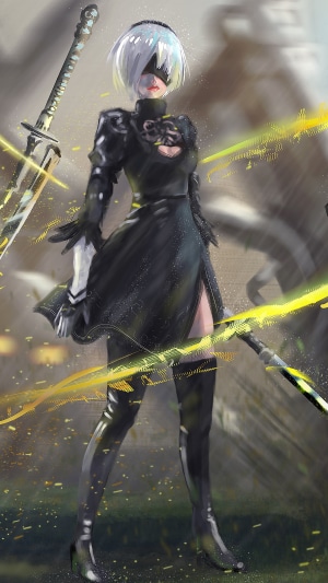 2B from Nier: Automata with swords