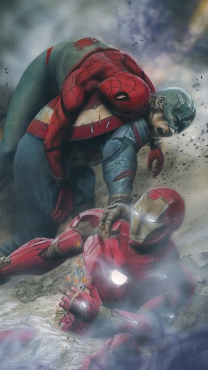 Spider-Man, Captain America, and Iron Man artwork