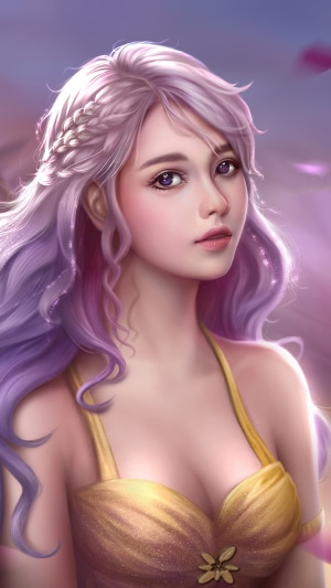 Fantasy girl with purple hair
