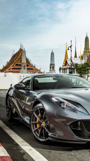 Ferrari 812 Superfast parked near Grand Palace, Bangkok
