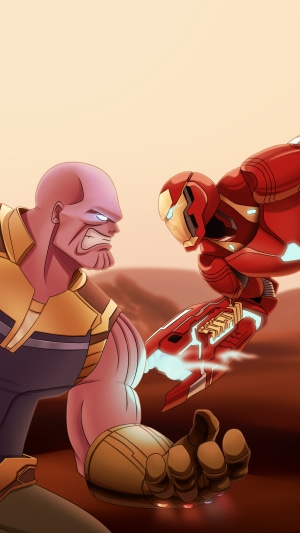 Thanos and Iron Man from Avengers Infinity War artwork