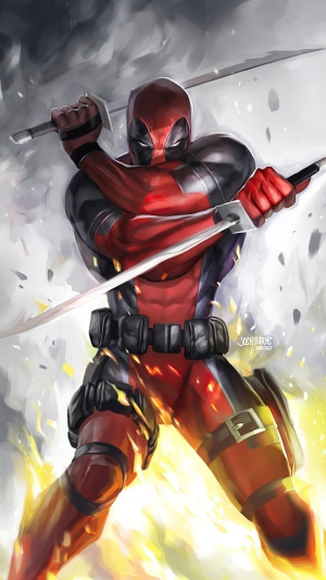 Deadpool with swords artwork