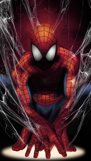 Spiderman caught in a web