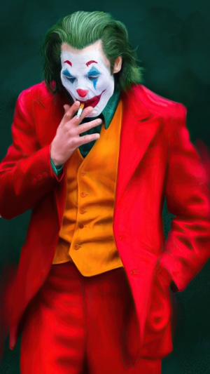 Joker artwork smoking a cigarette