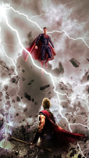 Superman vs Thor 4K Artwork