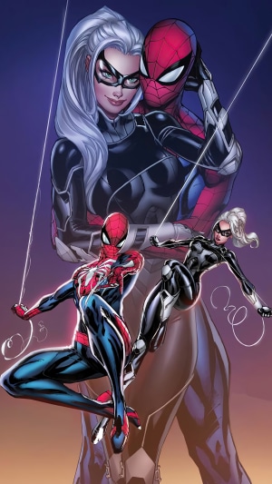 Spider-Man and Black Cat artwork 4K