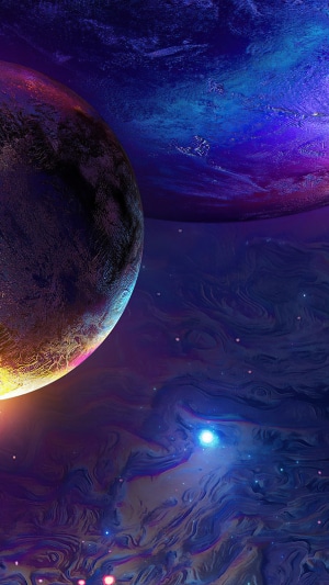 Digital universe with planets and nebulae 4K